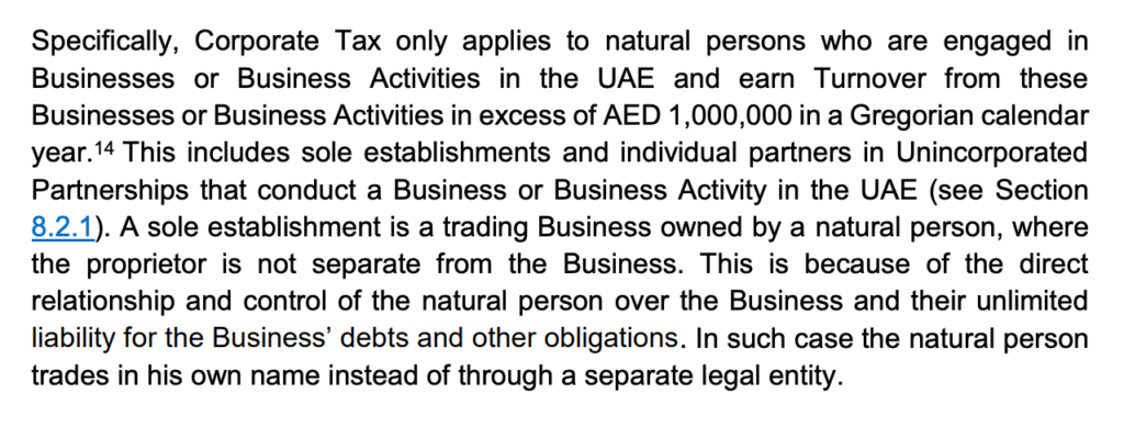 corporate tax of natural persons uae